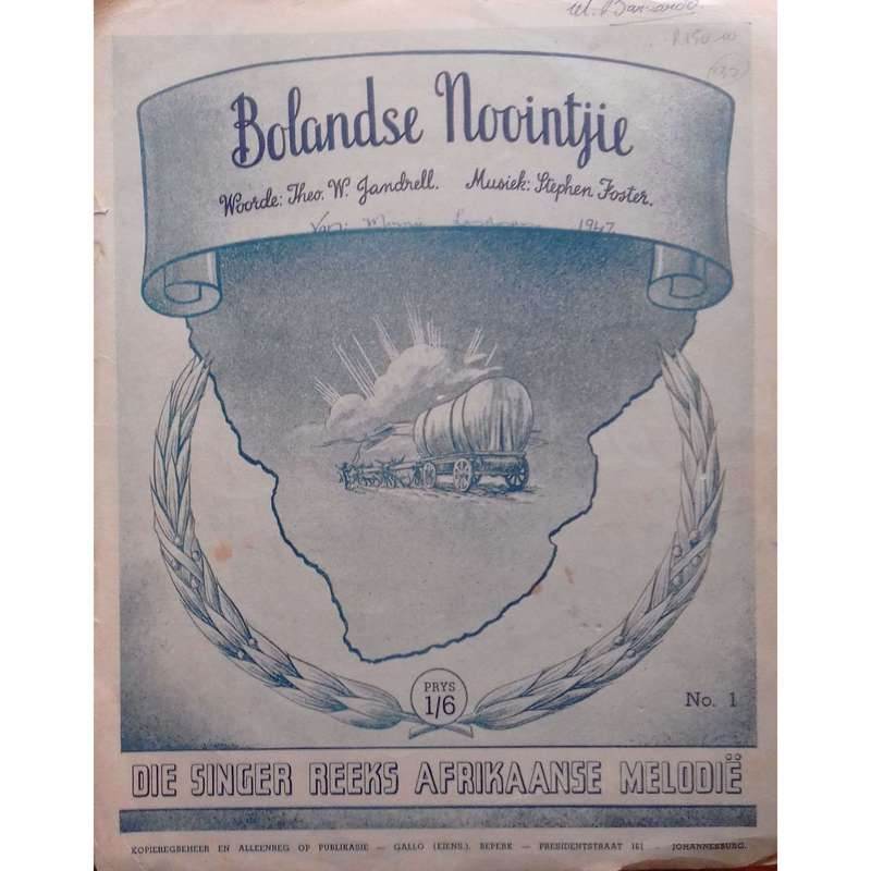 Bolandse Noointjie (Afrikaans Music Score) | Theo W. Jandrell & Stephen Foster