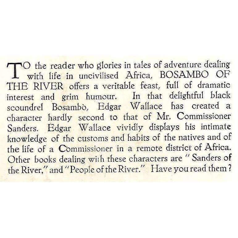 Bosambo of the River (First Edition) | Edgar Wallace
