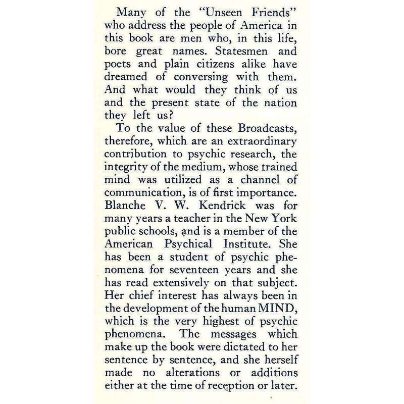 Broadcasts to America From Unseen Friends | Blanche V. W. Kendrick