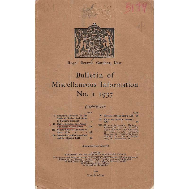 Bulletin of Miscellaneous Information (No. 1, 1937)