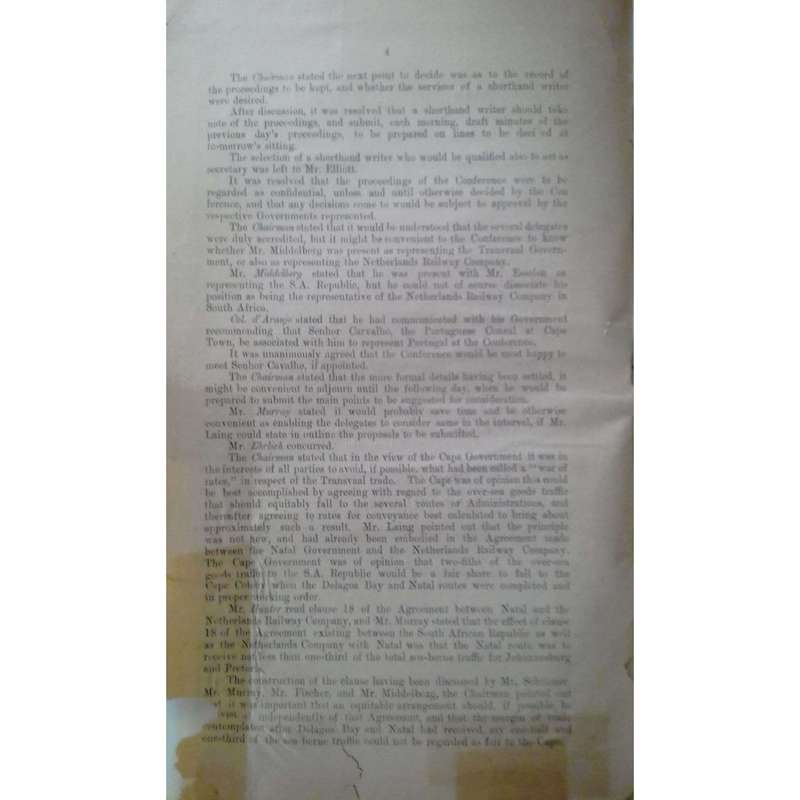 Cape of Good Hope Minutes of Railway Conference Held at Cape Town, April 1895