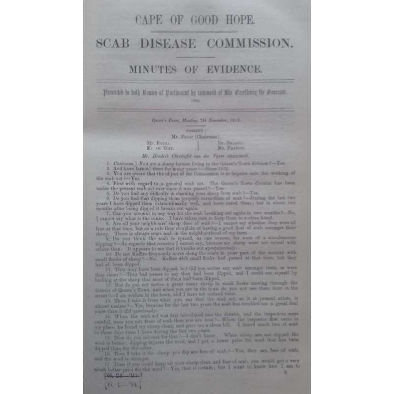 Cape of Good Hope Report of the Scab Disease Commission, 1892-94, and Minutes of Evidence