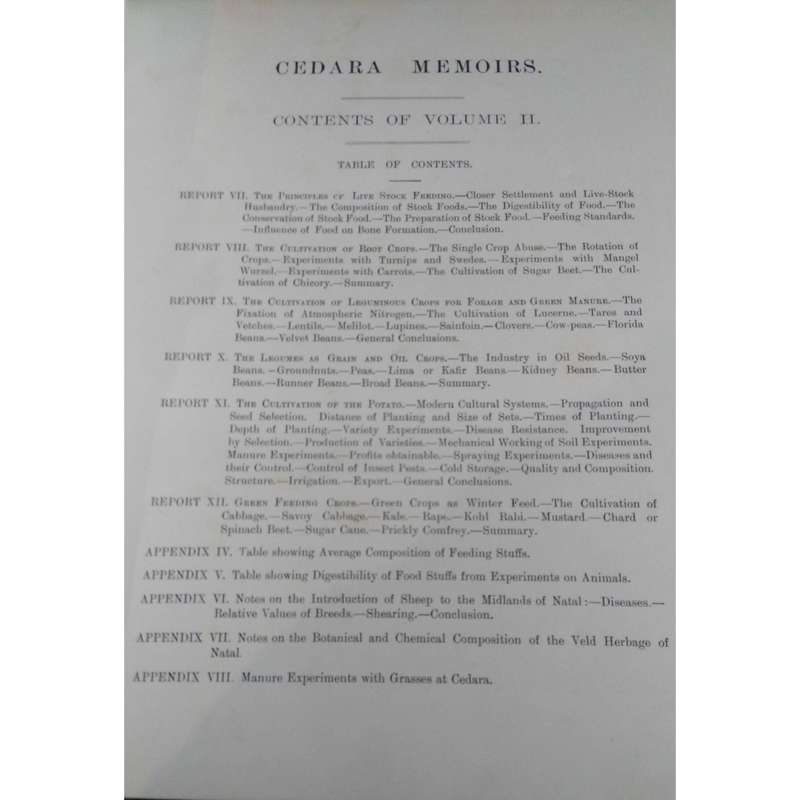 Cedara Memoirs: Cereals in South Africa  (R1'200.00 for 3 Volumes, Published in 1909 - 1912) |  E...
