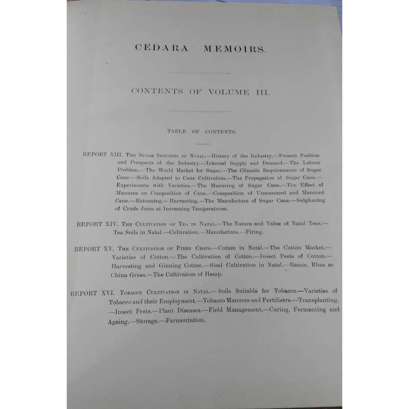 Cedara Memoirs: Cereals in South Africa  (R1'200.00 for 3 Volumes, Published in 1909 - 1912) |  E...