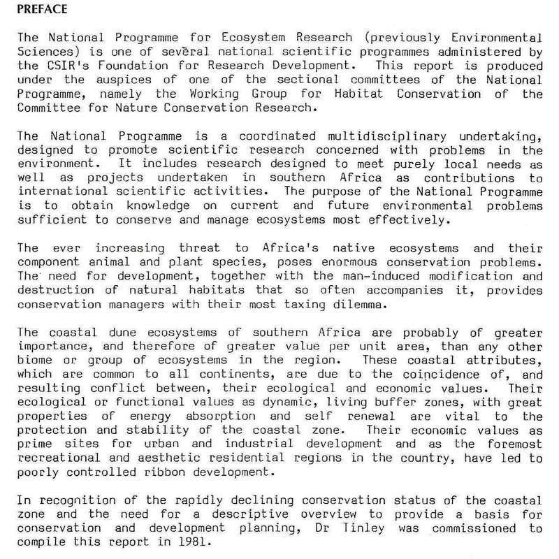 Coastal Dunes of South Africa (South African National Scientific Programmes, Report No. 109) | K....