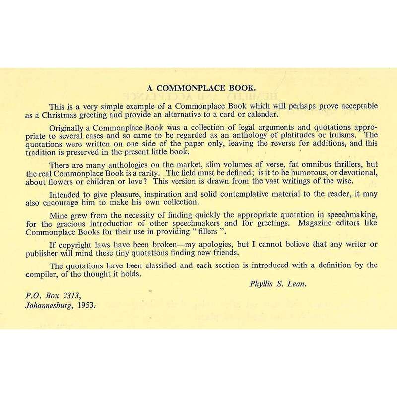Commonplace Book | Phyllis S. Lean (Compiler)