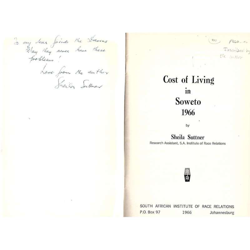 Cost of Living in Soweto 1966 (Inscribed by Author) | Sheila Suttner