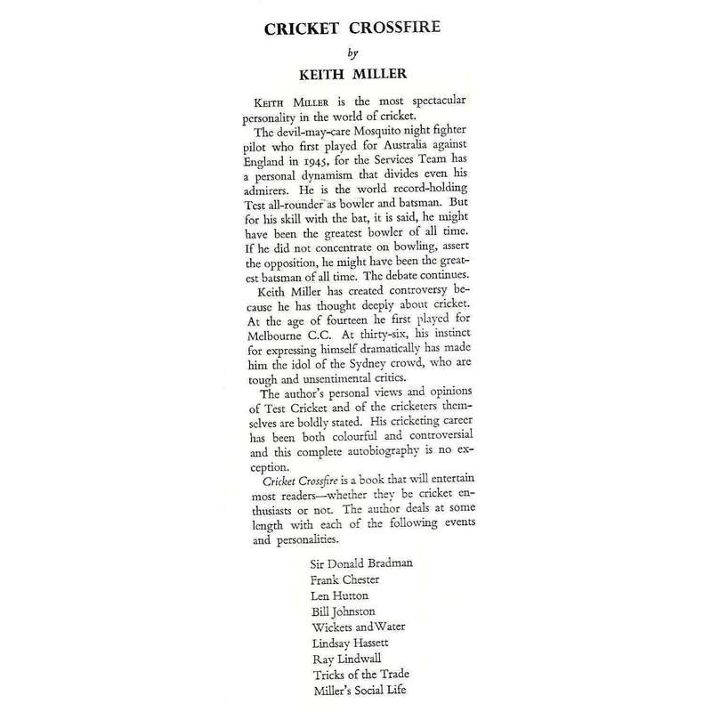 Cricket Crossfire | Keith Miller