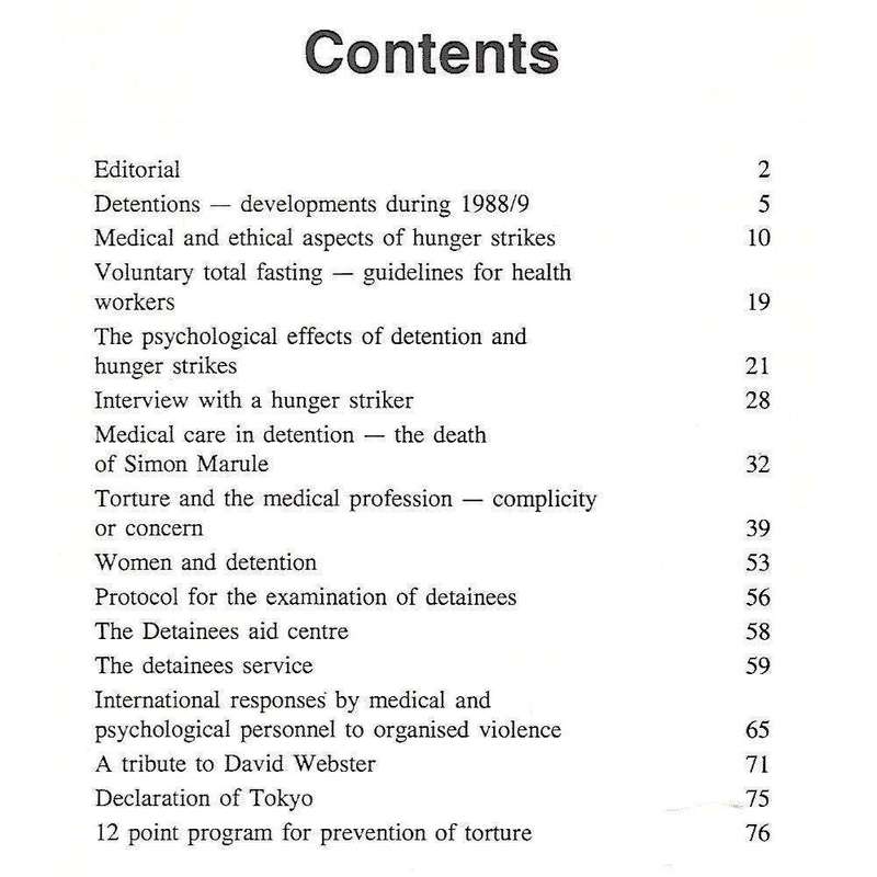 Critical Health (No. 26, May 1989): Detentions and Hunger Strikes