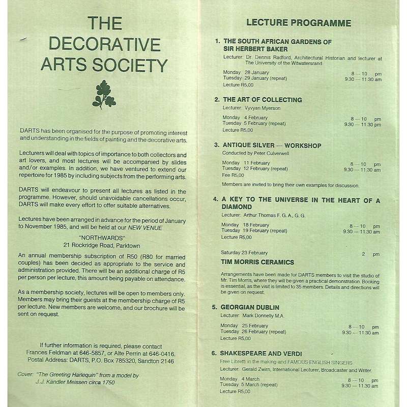 Darts: Programme for 1985