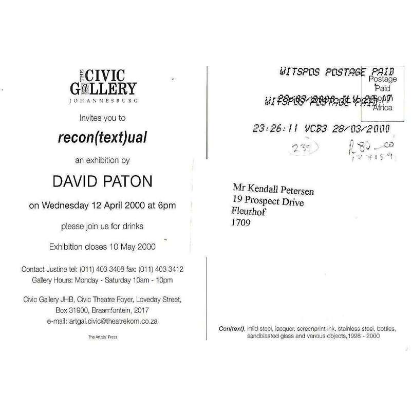 David Paton: Recon(text)ual (Inviation Postcard to an Exhibition of his Work)