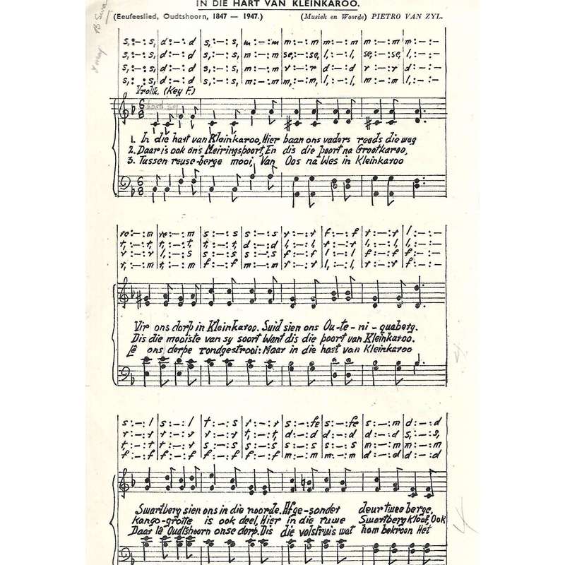 Die Hart van die Kleinkaroo (Eeufeeslied, Oudtshoorn, 1847-1947) | Pietro van Zyl