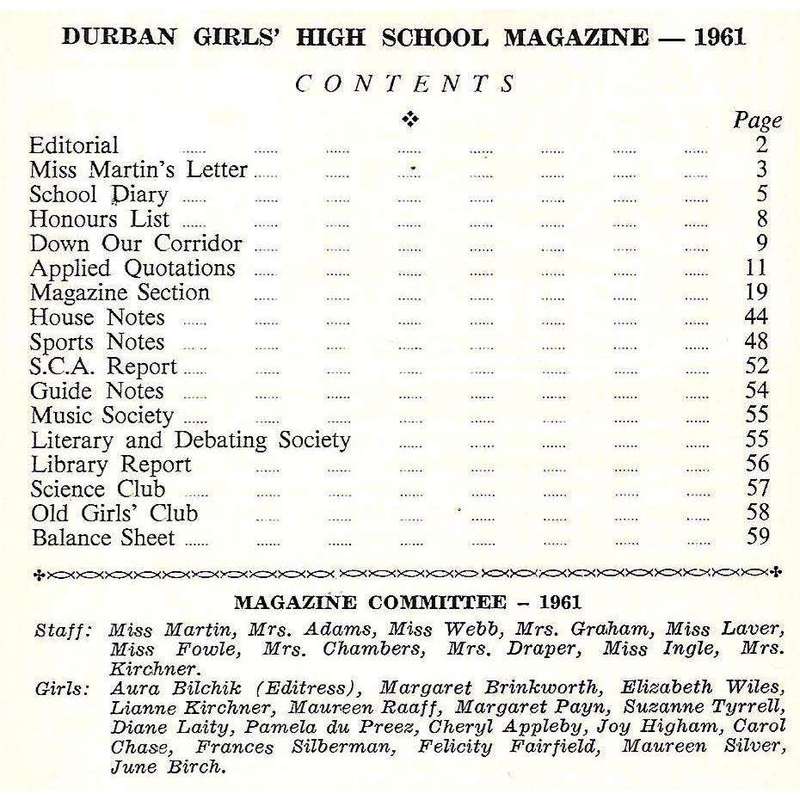 Durban Girls' High School Magazine 1961