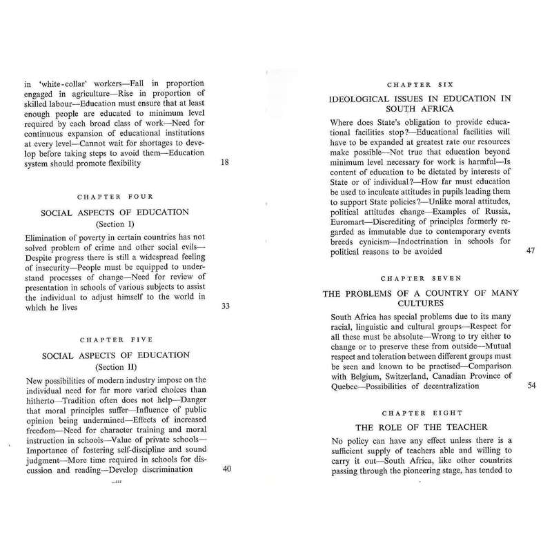 Education For South Africa: The 1961 Education Panel First Report