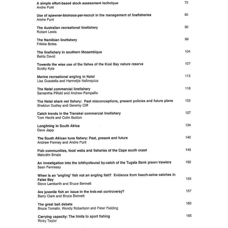 Fish, Fishers and Fisheries: Proccedings of the Second South African Marine Linefish Symposium (1...