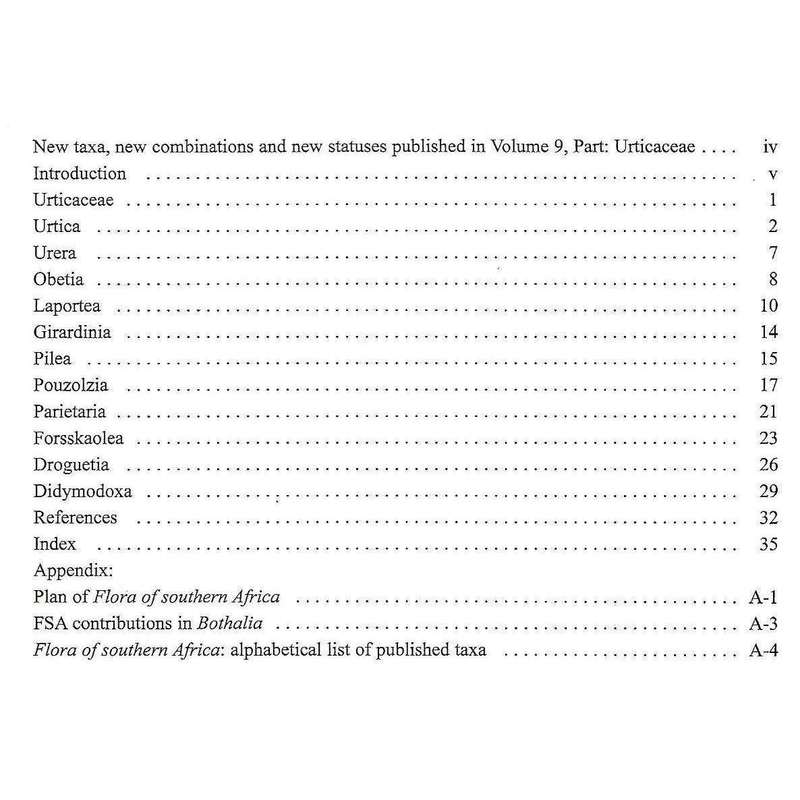 Flora of South Africa, Volume 9: Urticaceae | G. Germishuizen (Ed.)