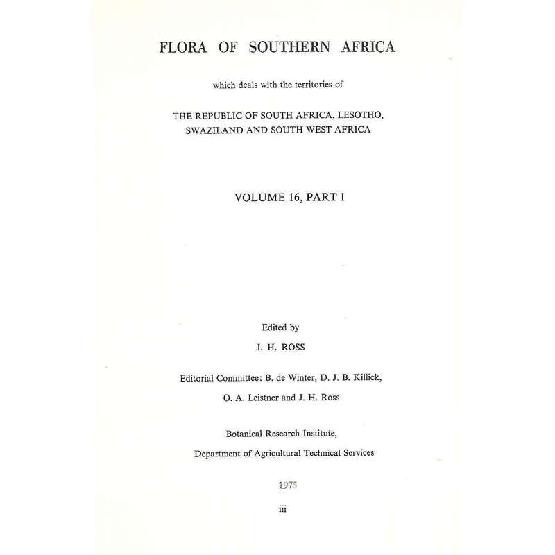 Flora of Southern Africa (Vol. 16, Parts 1 & 2) | J. H. Ross (Ed.)
