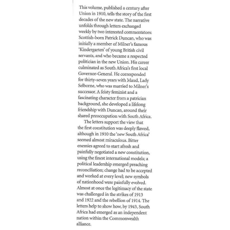Friendship and Union: The South African Letters of Patrick Duncan and Maud Selbourne 1907-1943 (I...