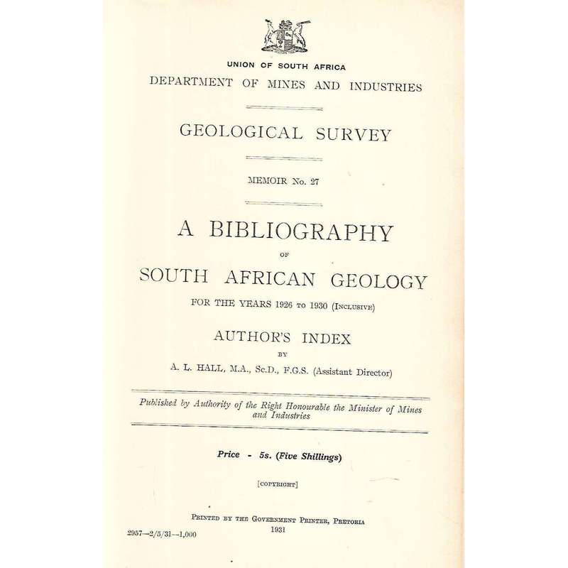 Geological Survey (Memoirs Nos. 25, 27, 30, 37)