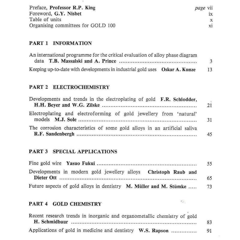 Gold 100, Volume 3: Industrial Uses of Gold | G. Gafner & R. P. King (Ed.)