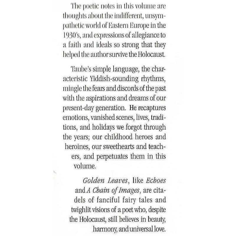 Golden Leaves: New & Selected Poems (Inscribed by Author in Hebrew) | Herman Taube