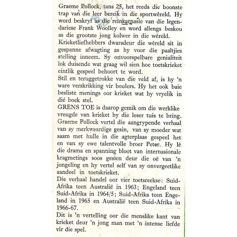 Grens Toe (Afrikaans) | Graeme Pollock