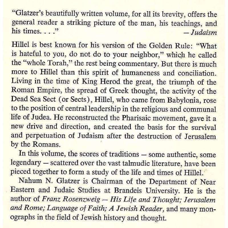 Hillel the Elder: The Emergence of Classical Judaism | Nahum N. Glatzer