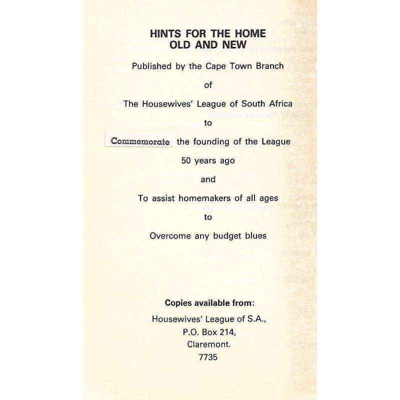 Hints for the Home: Old & New