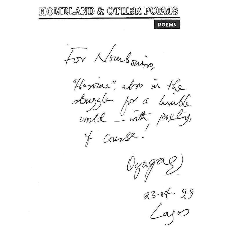 Homeland, and Other Poems (Inscribed by the Author) | Ogaga Ifowodo