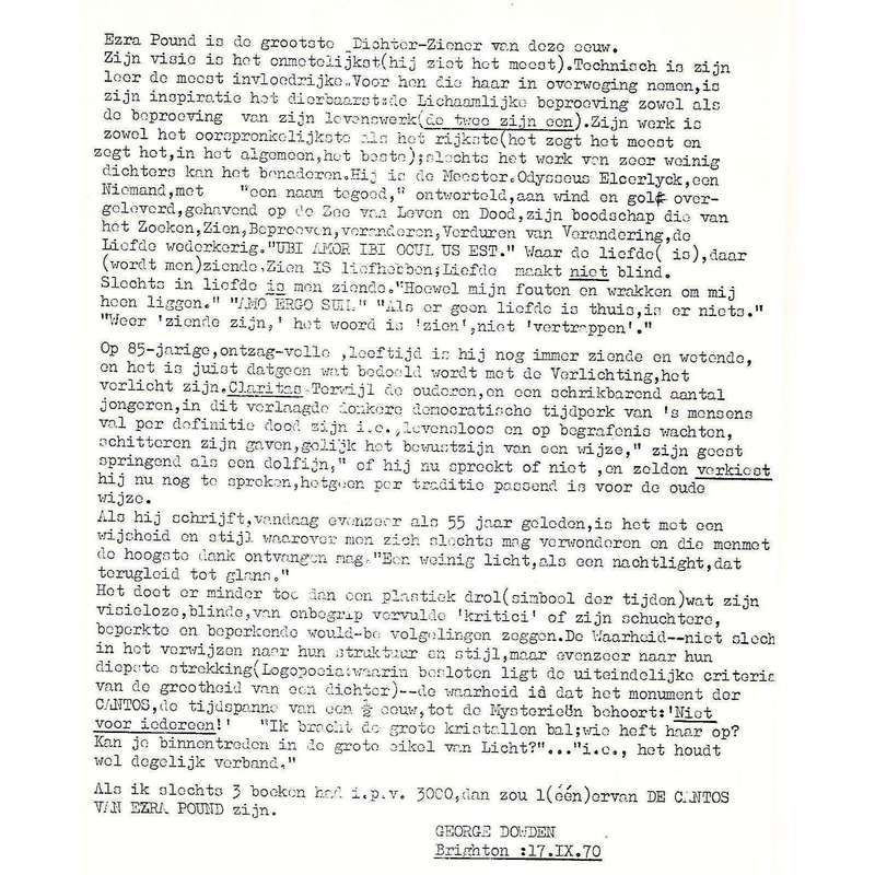 Hommage aan Ezra Pound (Dutch) | George Dowden