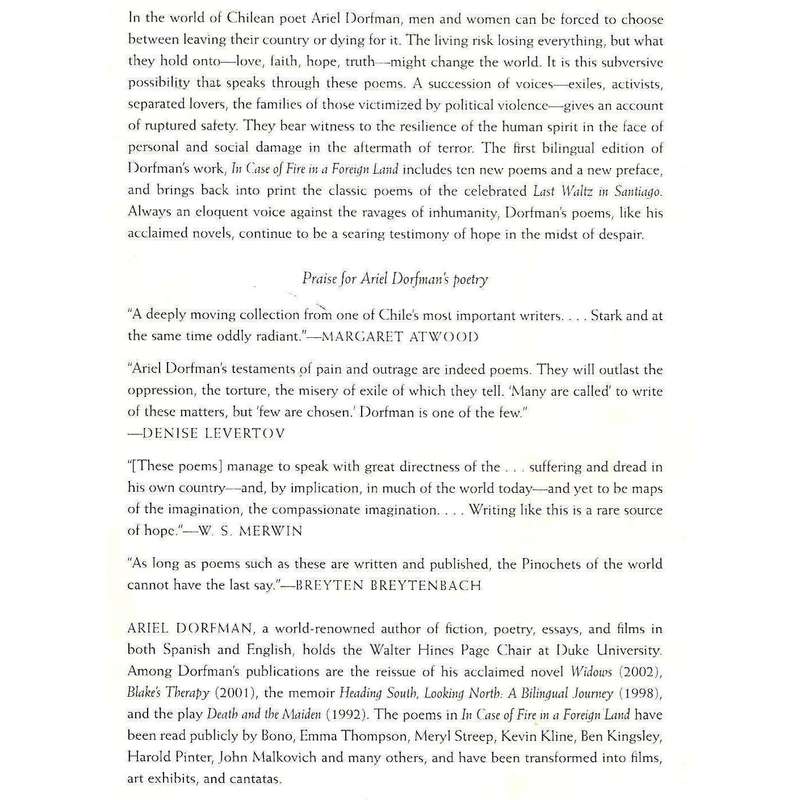 In Case of Fire in A Foreign Land: New and Collected Poems from Two Languages (Signed by Author) ...