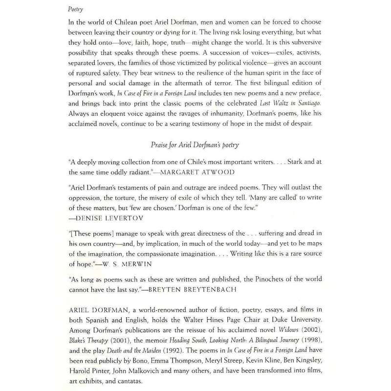 In Case of Fire in a Foreign Land: New and Collected Poems from Two Languages (Signed by Author) ...