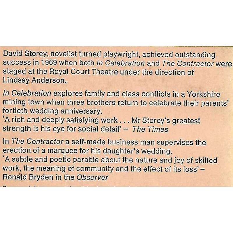 In Celebration & The Contractor | David Storey