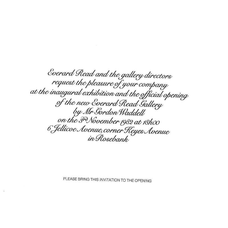 Invitation to the Inaugural Exhibition and Opening of the new Everard Read Gallery (1982)