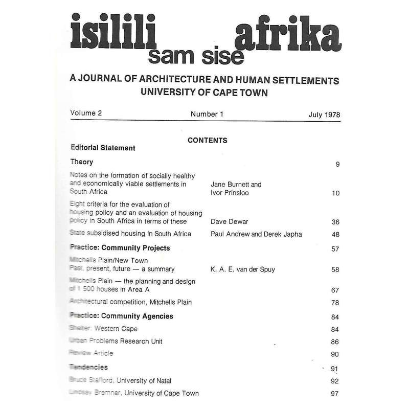 Isilili Sam Sise Afrika (July 1978: Vol. 2, No. 1) | Ivor Prisloo (Ed.)