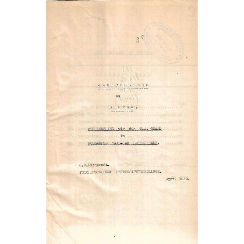 Jan Cilliers as Digter | J. S. Nieuwoudt