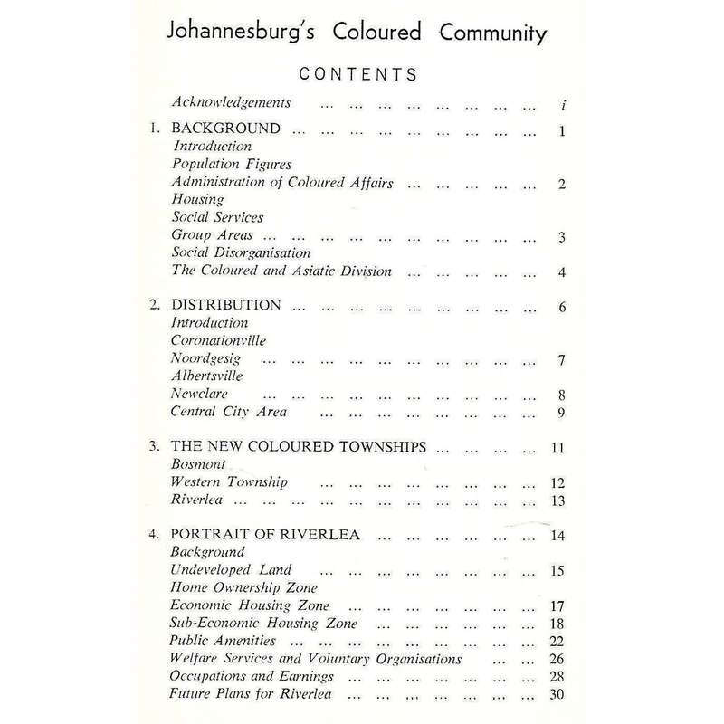 Johannesburg's Coloured Community, With Especial Reference to Riverlea | Peter Randall & Mrs. P. ...