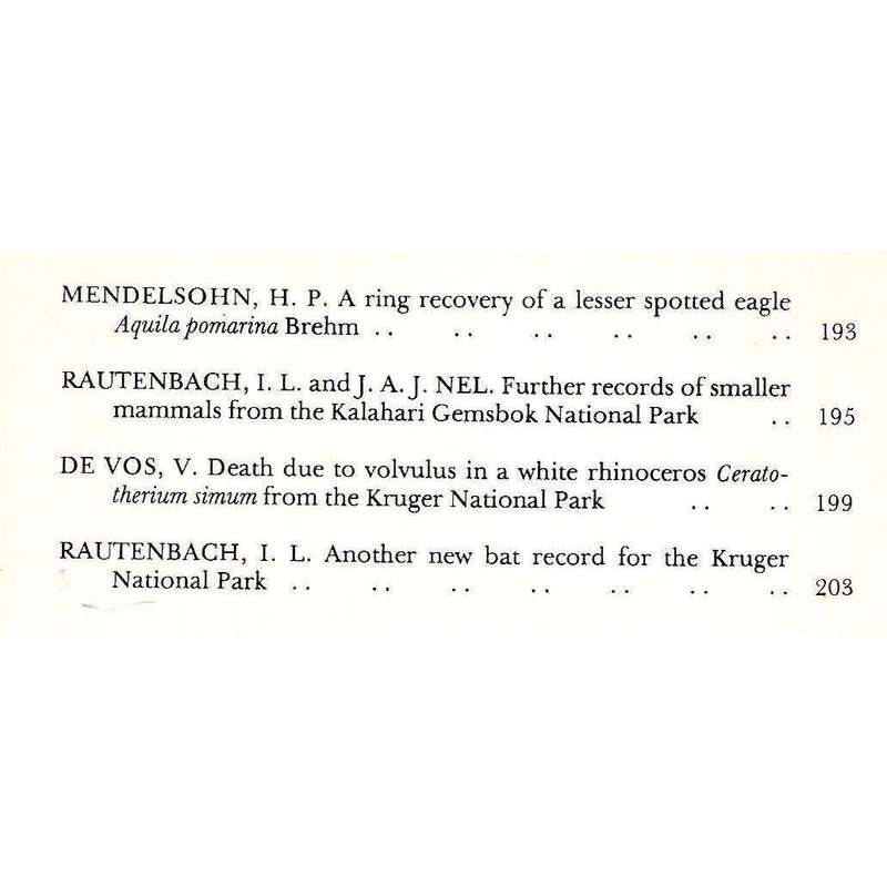 Koedoe: Journal for Scientific Research in the National Parks of the Republic of South Africa (No...