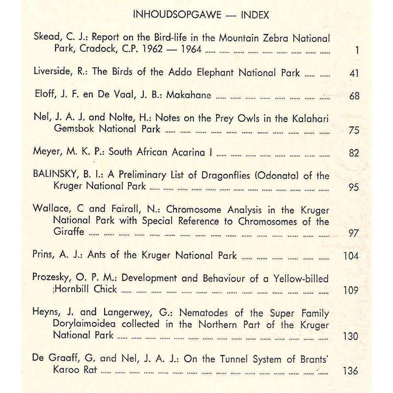 Koedoe: Journal for Scientific Research in the National Parks of the Republic of South Africa (No...