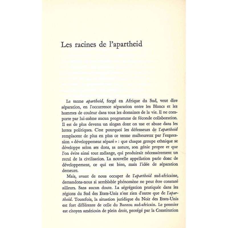 La Segregation Raciale en Afrique du Sud (French) | Jean Badertscher