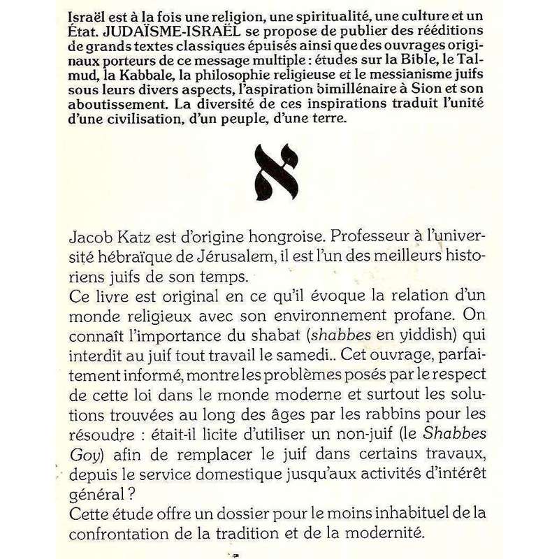 Le Shabbes Goy: Traduit de l'hebreu par Yehosua Rash (French) | Jacob Katz