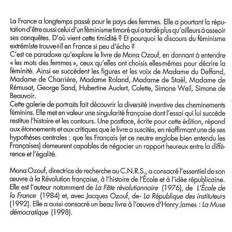 Les Mots des femmes: Essai sur la singularite francaise (French) | Mona Ozouf