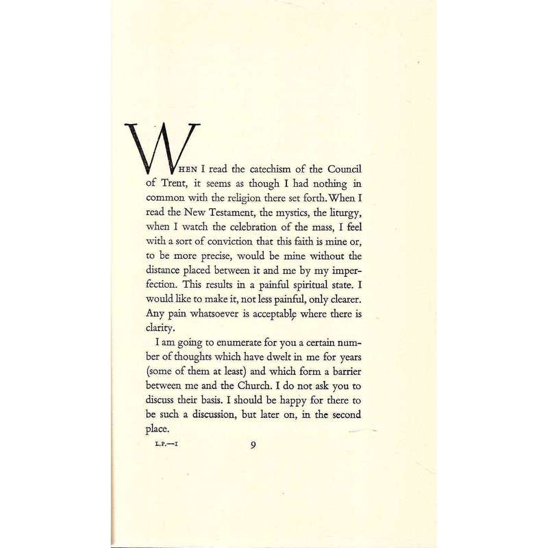 Letter to a Priest (First Edition, 1953) | Simone Weil
