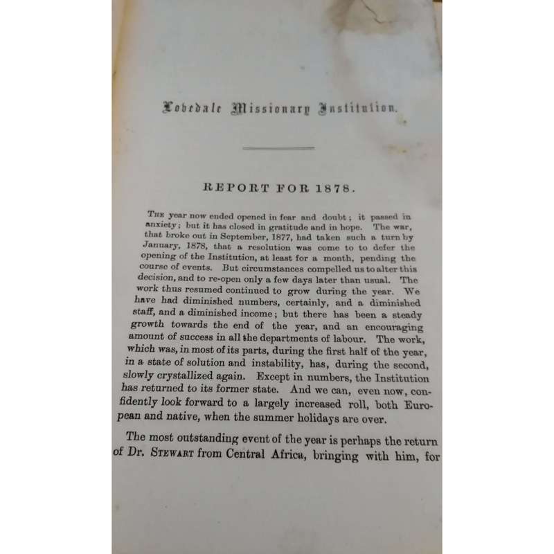 Lovedale Missionary Institution Report for 1878: with Roll, Curriculum - Lovedale Press