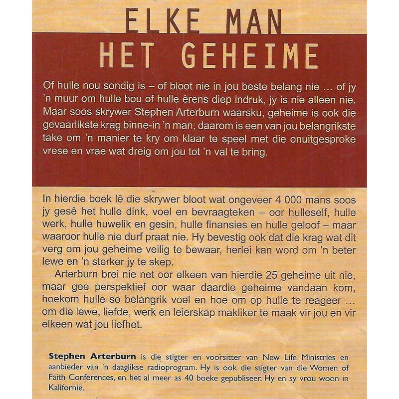 Mans en Hulle Maskers: Dinge Waaroor Mans nie Praat nie | Stephen Arterburn