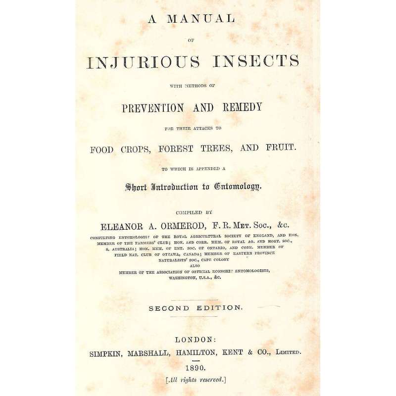 Manual of Injurious Insects and Methods of Prevention | Eleanor A. Ormerod