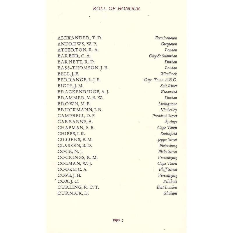 Memorial and Roll of Honour, 1939-1945 (Standard Bank of South Africa Staff Members)