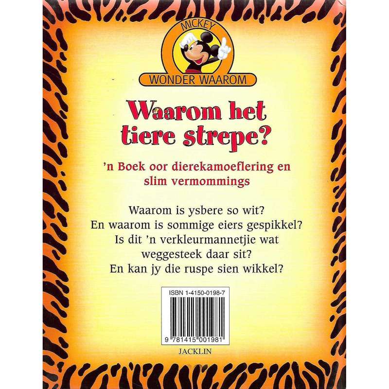 Mickey Wonder Waarom: Waarom het Tiere Strepe? (Afrikaans)