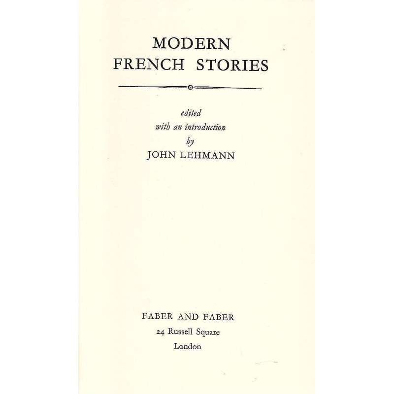 Modern French Stories | John Lehmann (Ed.)