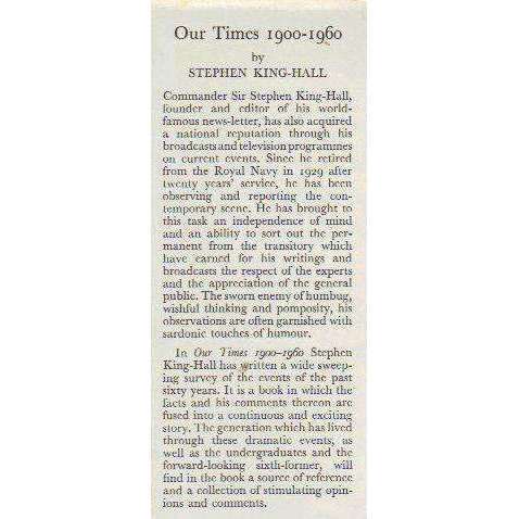 Our Times 1900 - 1960 (Signed by the Author) | Stephen King-Hall